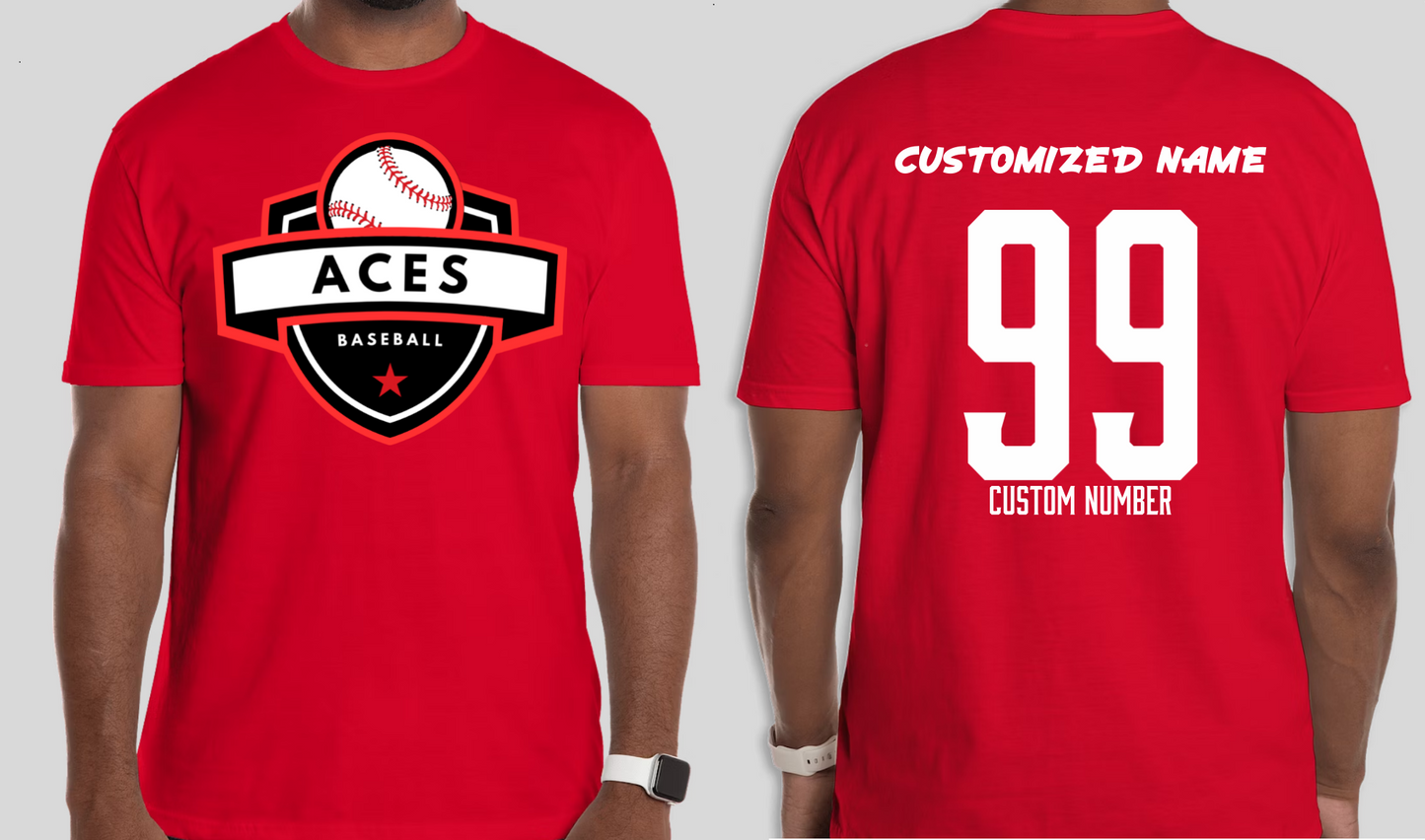 Black Aces T Shirt with Customized Name and Number