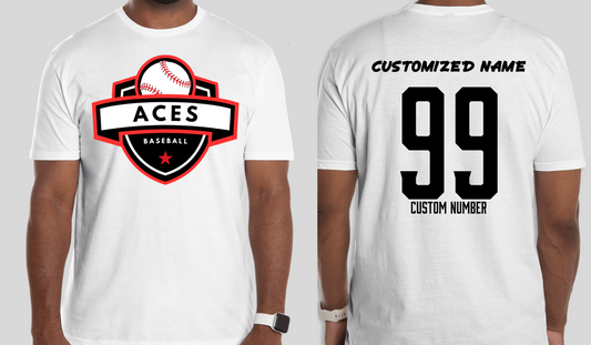 Black Aces T Shirt with Customized Name and Number